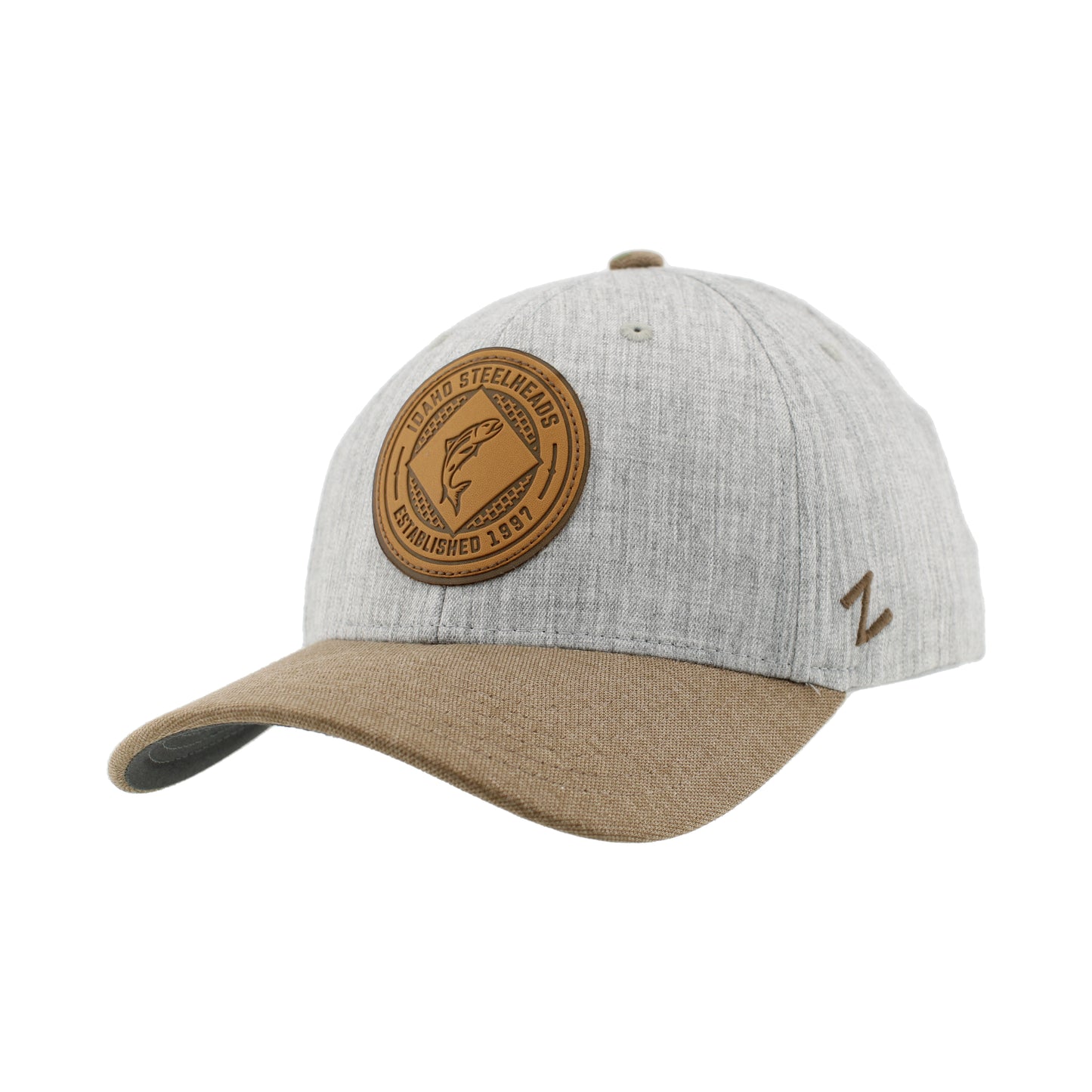 IDAHO STEELHEADS FIRST CLASS FLEX FIT HAT, GREY/KHAKI