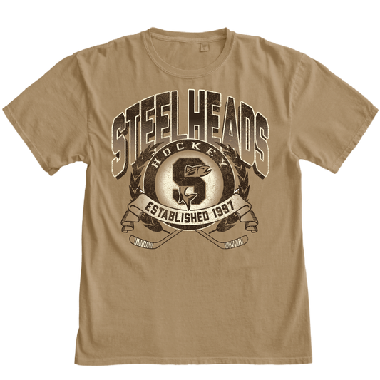IDAHO STEELHEADS PADDED S/S TEE, RUSSET