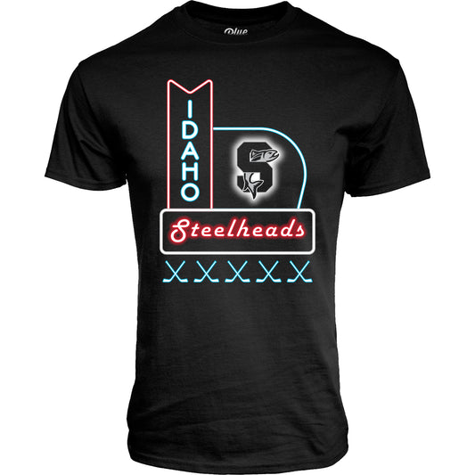 IDAHO STEELHEADS GLOW NIGHT TEE, BLACK