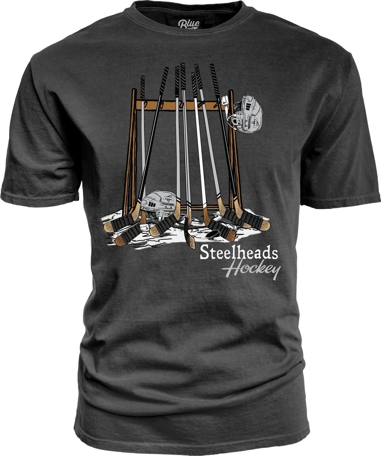 IDAHO STEELHEADS MEN'S STICK TEE, COAL