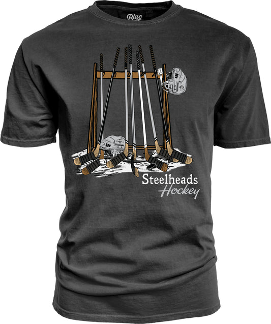 IDAHO STEELHEADS MEN'S STICK TEE, COAL