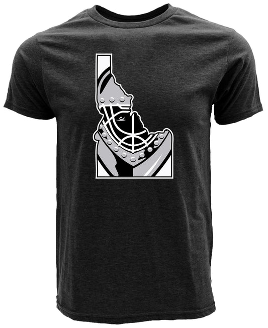 IDAHO STEELHEADS MEN'S MASCOT STATE-ISH MALIBU TEE, BLACK