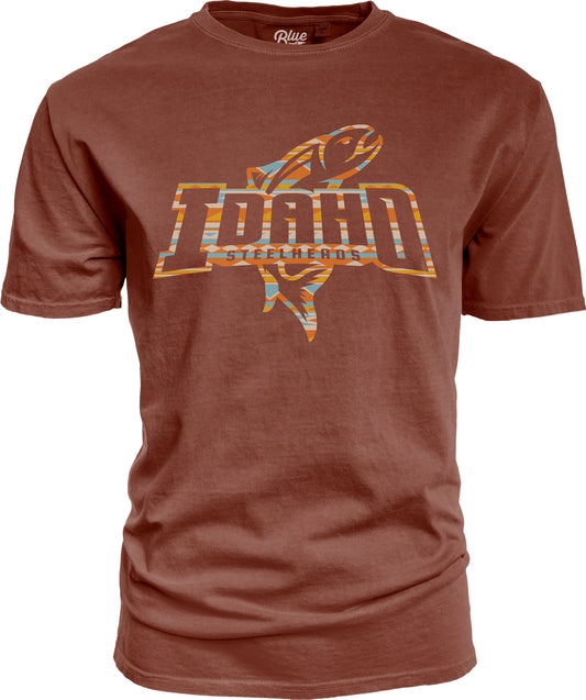 IDAHO STEELHEADS MEN'S AZTEC TEE, REDWOOD