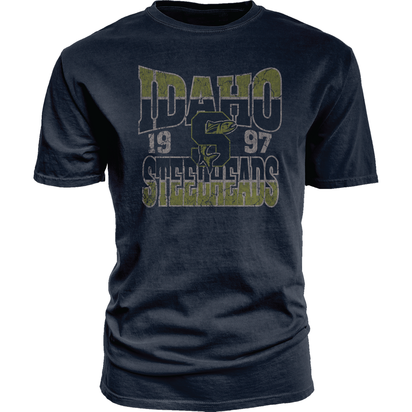 IDAHO STEELHEADS MEN'S SIDE SCROLL TEE, NAVY