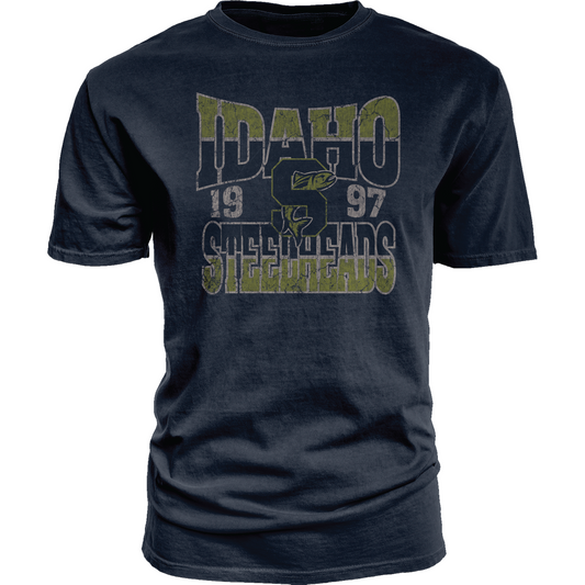 IDAHO STEELHEADS MEN'S SIDE SCROLL TEE, NAVY