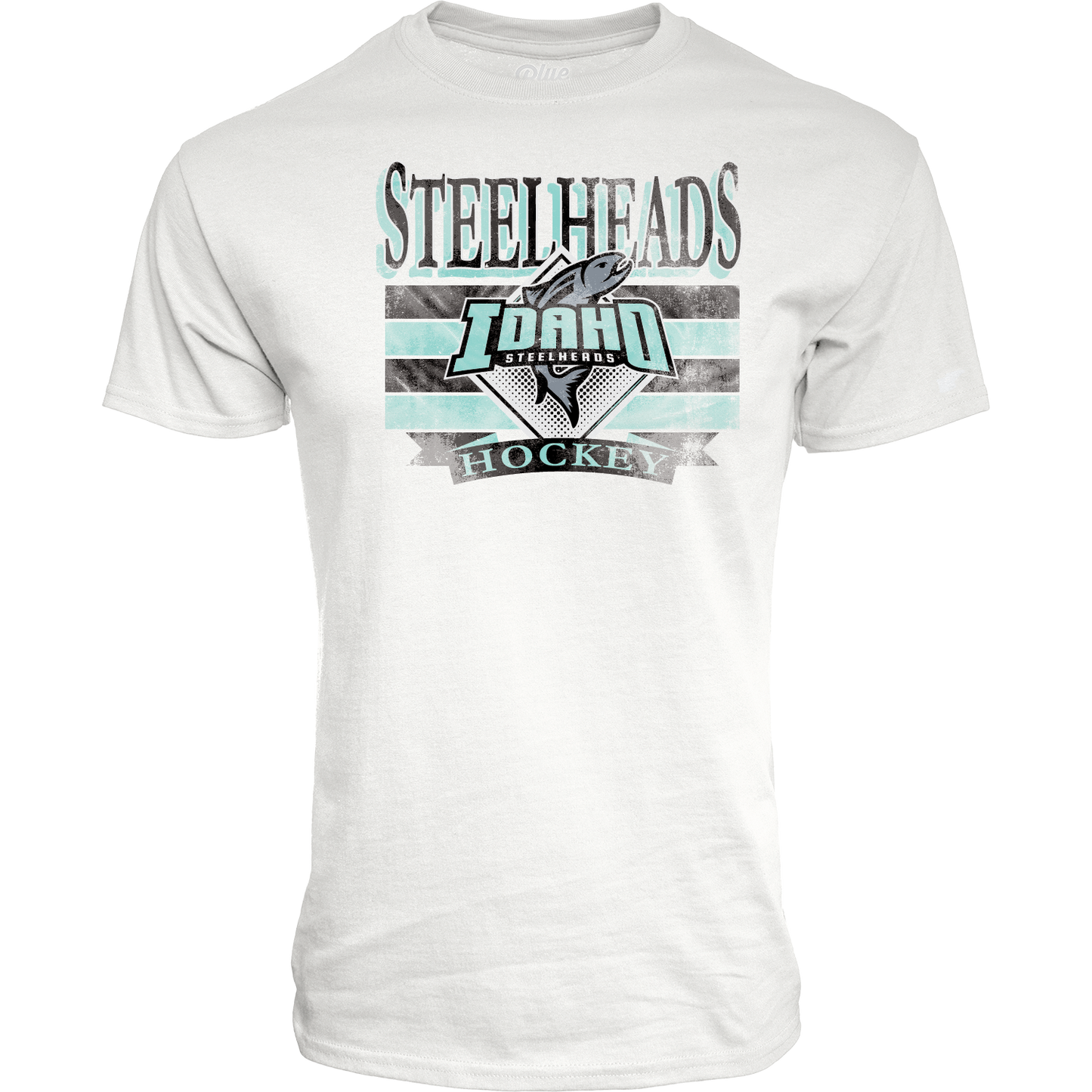 IDAHO STEELHEADS MEN'S NO PRESSURE TEE, WHITE/SEA FOAM
