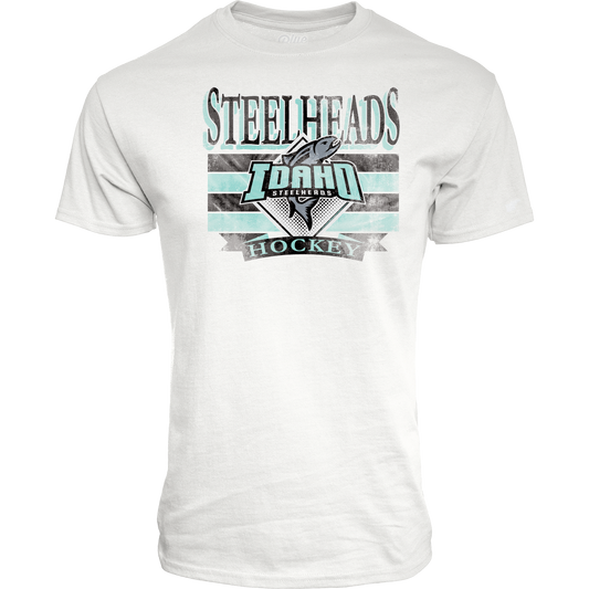 IDAHO STEELHEADS MEN'S NO PRESSURE TEE, WHITE/SEA FOAM