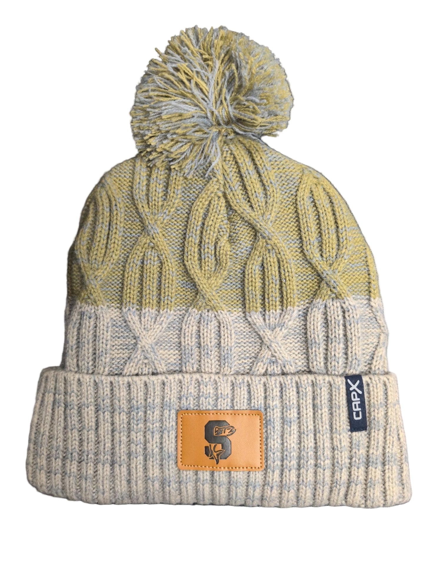 IDAHO STEELHEADS WOMEN'S TOBAGGAN KNIT HAT, STONE/KHAKI/GREY