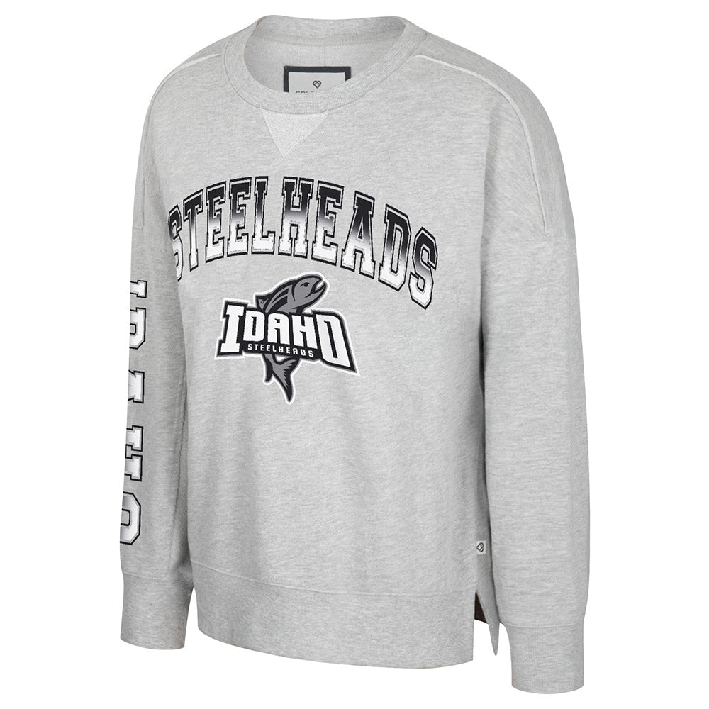 IDAHO STEELHEADS WOMEN'S POPULAR OVERSIZED CREW, HEATHER GREY