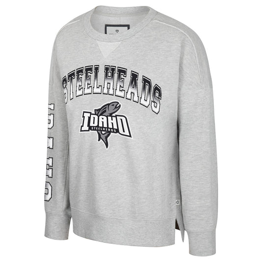 IDAHO STEELHEADS WOMEN'S POPULAR OVERSIZED CREW, HEATHER GREY