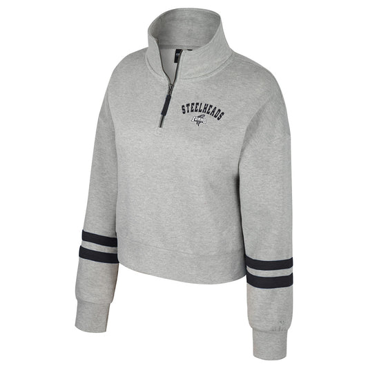 IDAHO STEELHEADS WOMENS FLEECE 1/4 ZIP PULLOVER, HEATHER GREY