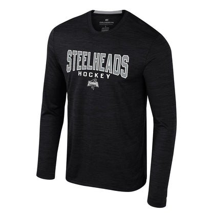 IDAHO STEELHEADS DOZER L/S POLY TEE, BLACK