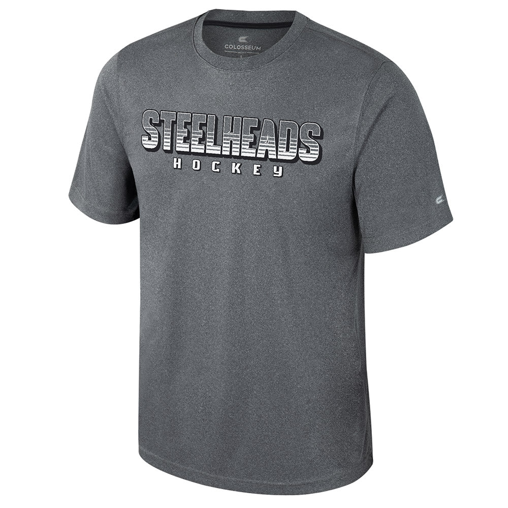 IDAHO STEELHEADS GRADIENT S/S POLY TEE, HEATHER GREY