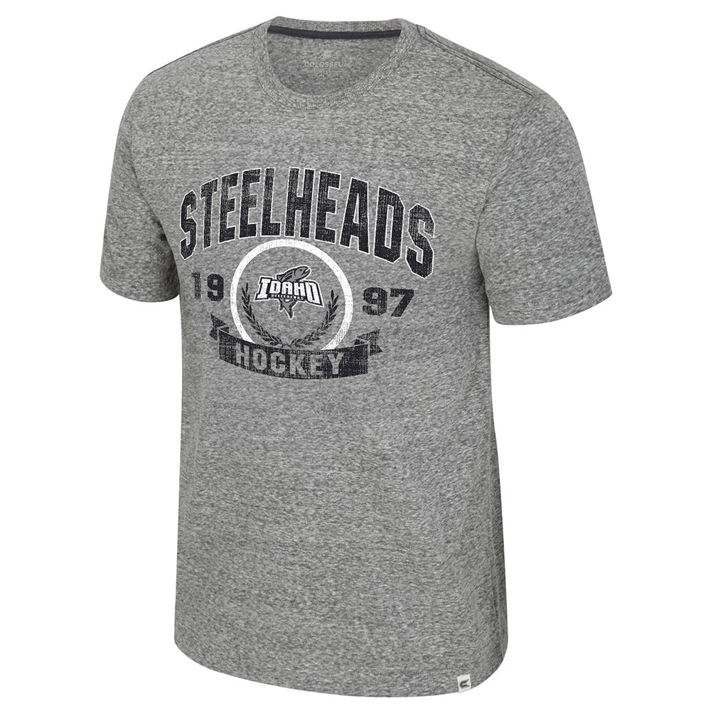 IDAHO STEELHEADS MEN'S POP POP  TEE, HEATHER GREY