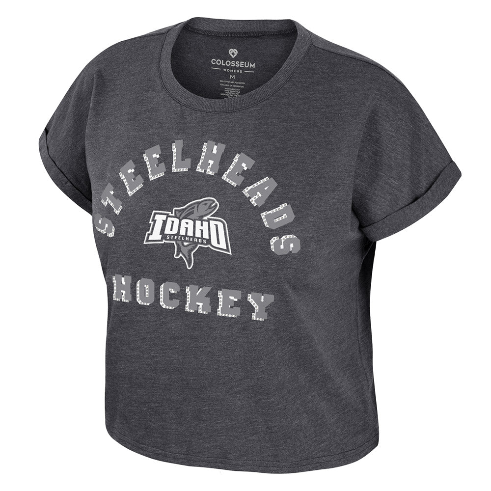 IDAHO STEELHEADS WOMEN'S SPARKLE S/S CROP TEE, BLACK