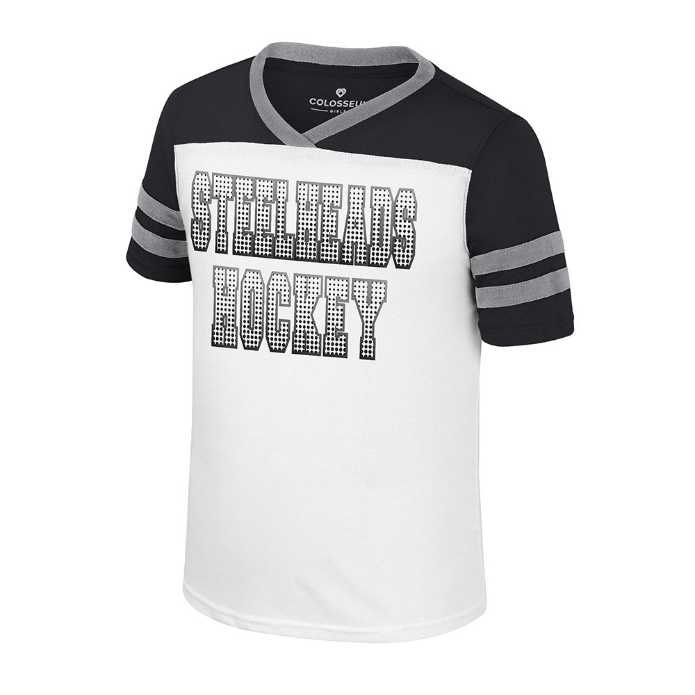 IDAHO STEELHEADS GIRL'S YOUTH MISSY S/S TEE, WHITE/BLACK
