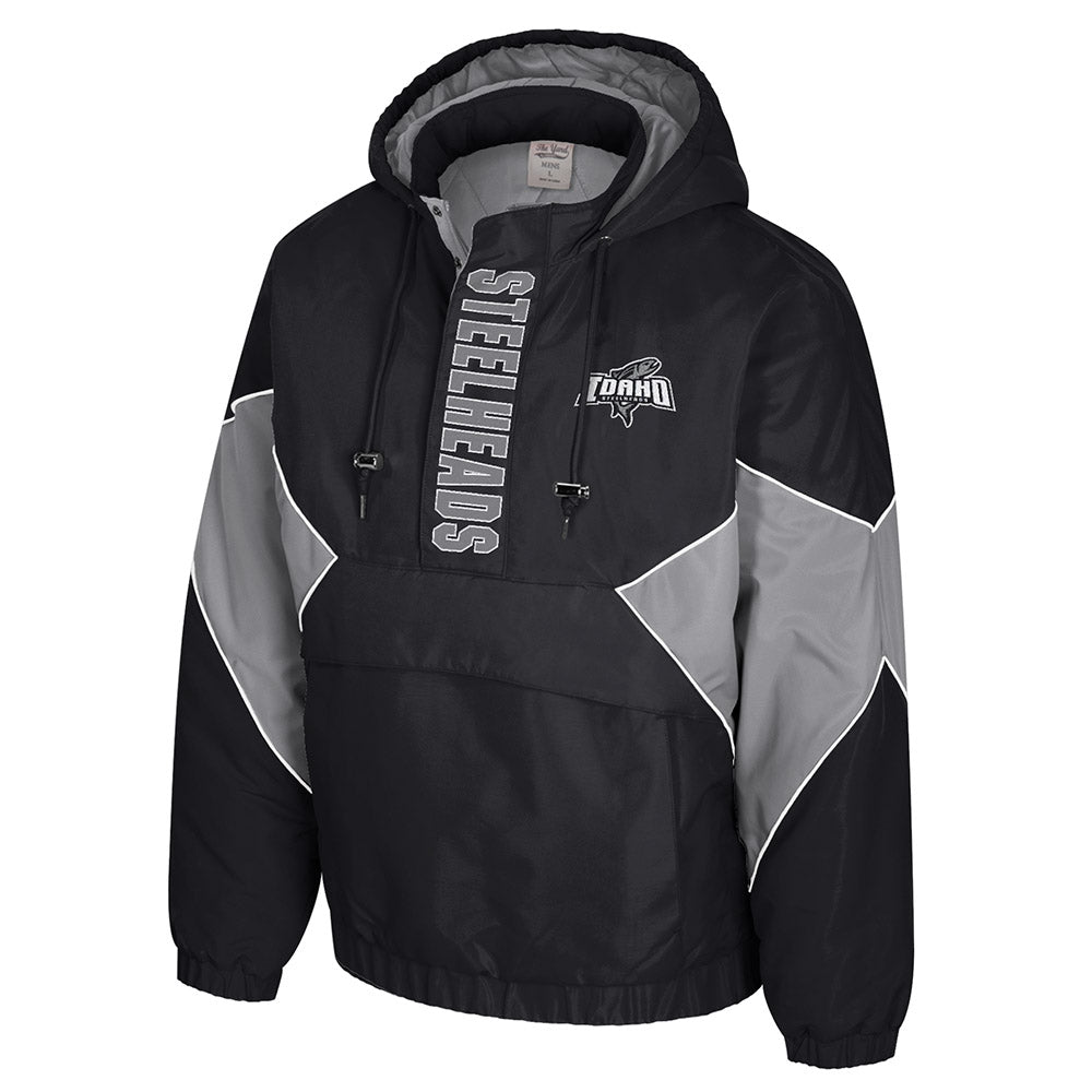 IDAHO STEELHEADS MEN'S PREMIUM HEAVY 1/4 ZIP JACKET, BLACK/GREY