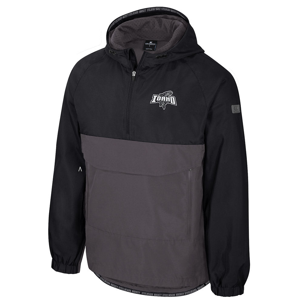 IDAHO STEELHEADS MEN'S GIVES BACK 1/2 ZIP ANORAK JACKET, BLACK/CHARCOAL