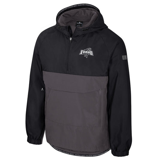 IDAHO STEELHEADS MEN'S GIVES BACK 1/2 ZIP ANORAK JACKET, BLACK/CHARCOAL