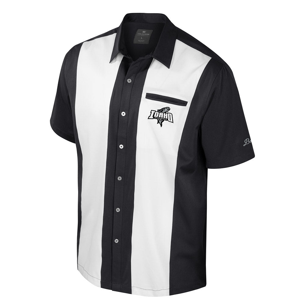 IDAHO STEELHEADS BOWLING SHIRT, BLACK/WHITE