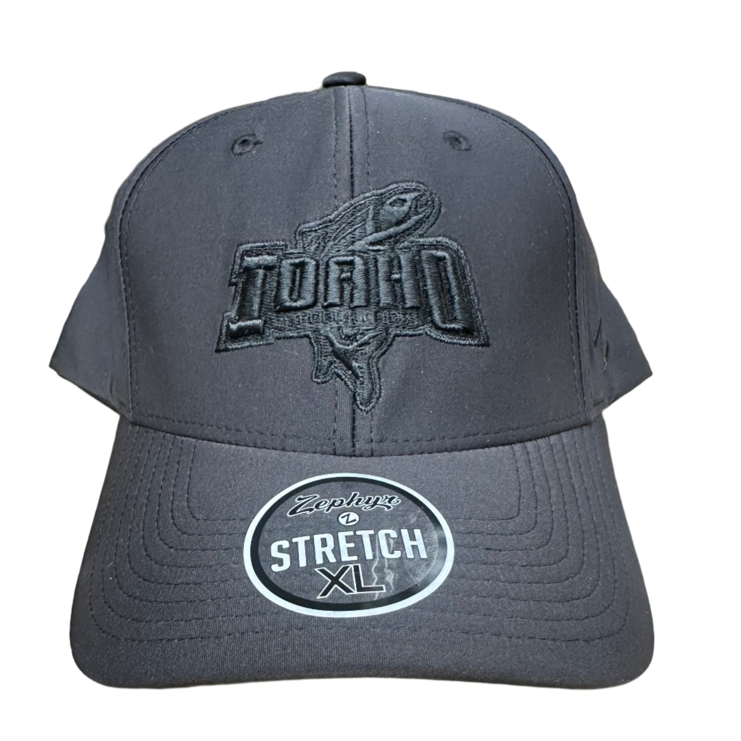 IDAHO STEELHEADS BLACK OUT FLEX FIT HAT, BLACK