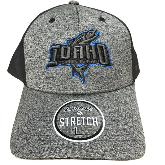 IDAHO STEELHEADS OUTLINE FLEX FIT HAT, GREY/ROYAL