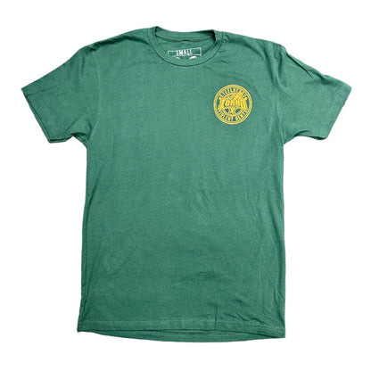 IDAHO STEELHEADS X VIOLENT GENTLEMEN BUTTON TEE, FOREST GREEN/YELLOW