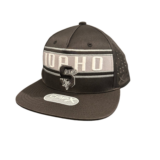IDAHO STEELHEADS GOAL LINE FLAT BILL SNAPBACK HAT, BLACK