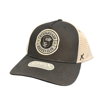 IDAHO STEELHEADS SUMMIT TRUCKER HAT, BLACK/NATURAL