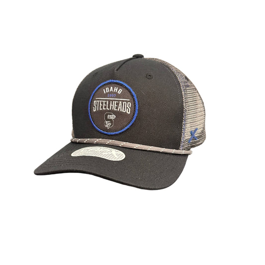 IDAHO STEELHEADS EMBER TRUCKER HAT, BLACK/CHARCOAL