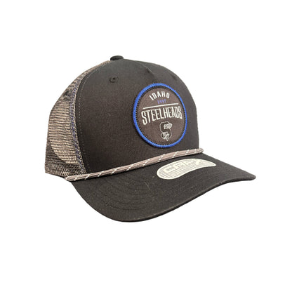 IDAHO STEELHEADS EMBER TRUCKER HAT, BLACK/CHARCOAL