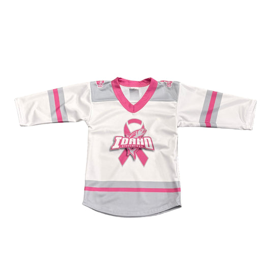 IDAHO STEELHEADS YOUTH PINK RIBBON JERSEY, WHITE/PINK
