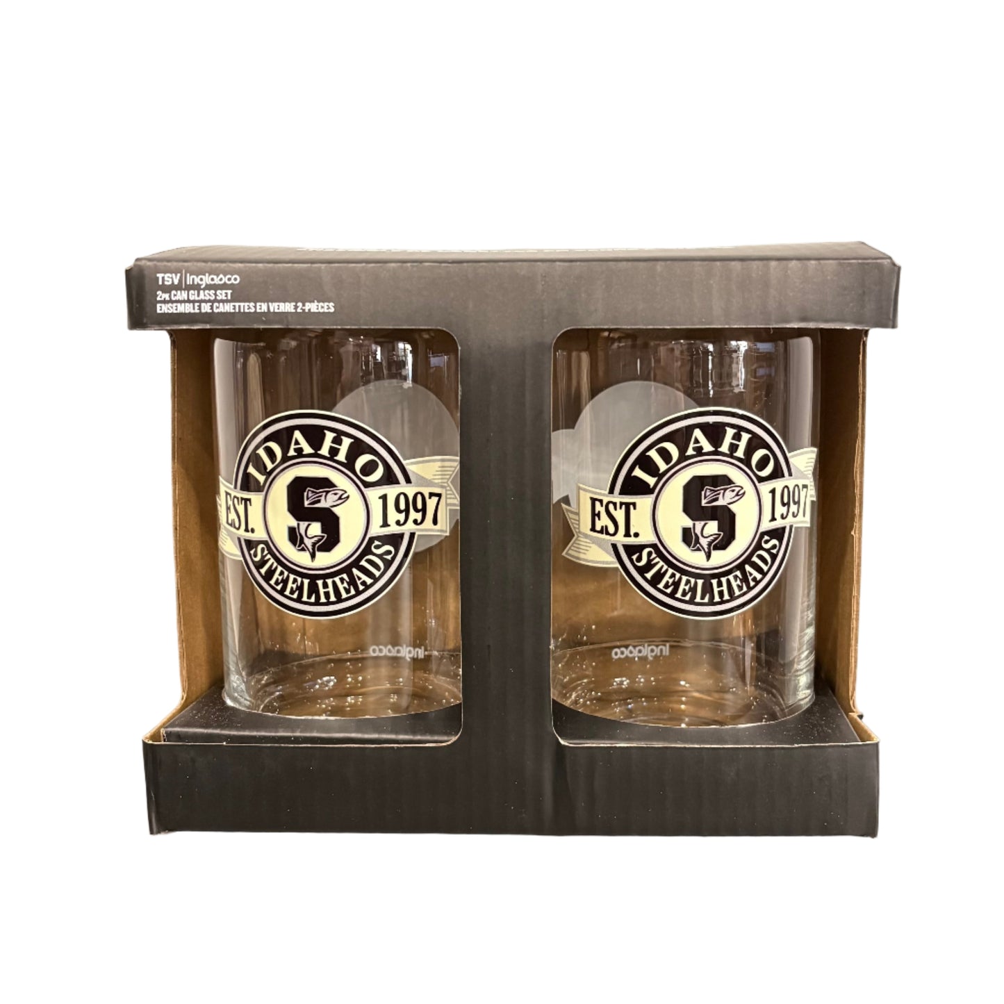IDAHO STEELHEADS BANNER CAN GLASS SET