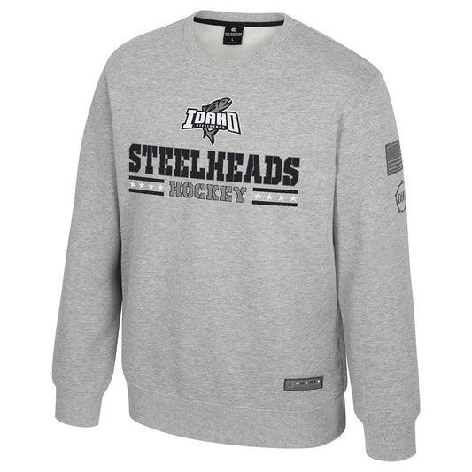 IDAHO STEELHEADS MEN'S OHT PLATOON CREWNECK, HEATHER GREY