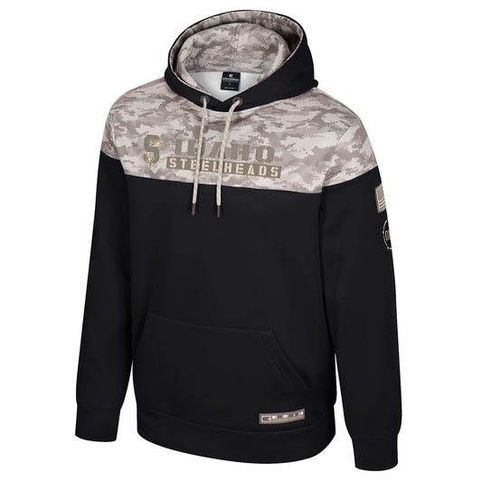 IDAHO STEELHEADS MEN'S OHT COMPANY HOODIE, BLACK/MOJAVE CAMO